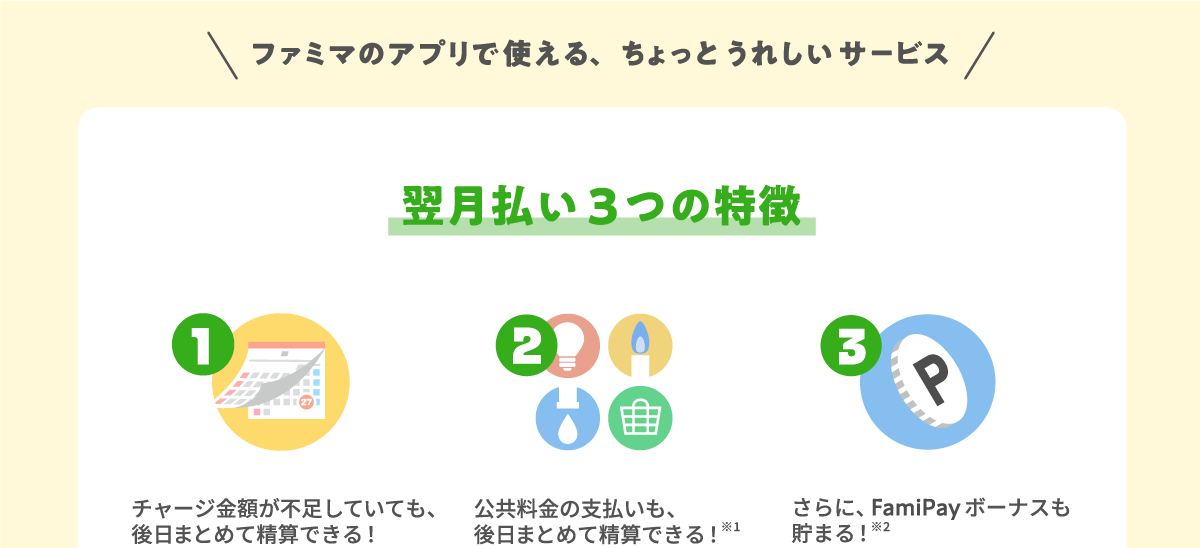 翌月払い3つの特徴