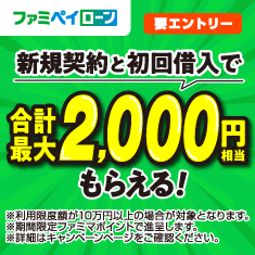 新規契約と初回借り入れで合計最大2,000円相当もらえる！