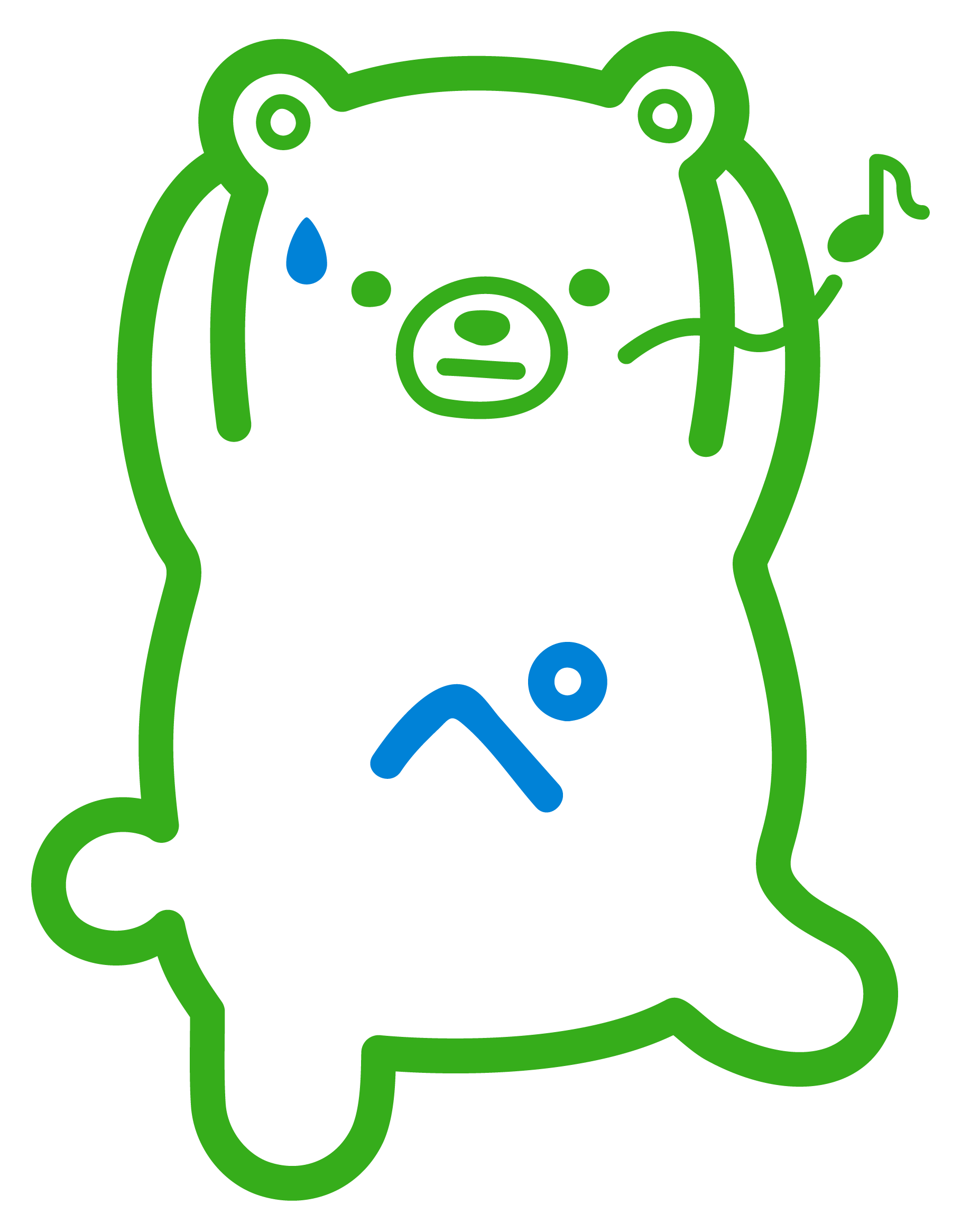 春風そよぐ、のんびり土手散歩を楽しむキャラクターのイラスト